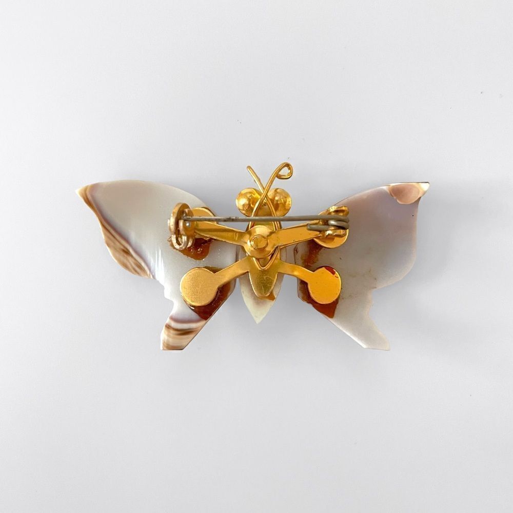 Vintage Shell Butterfly Pin - Picture 4 of 4